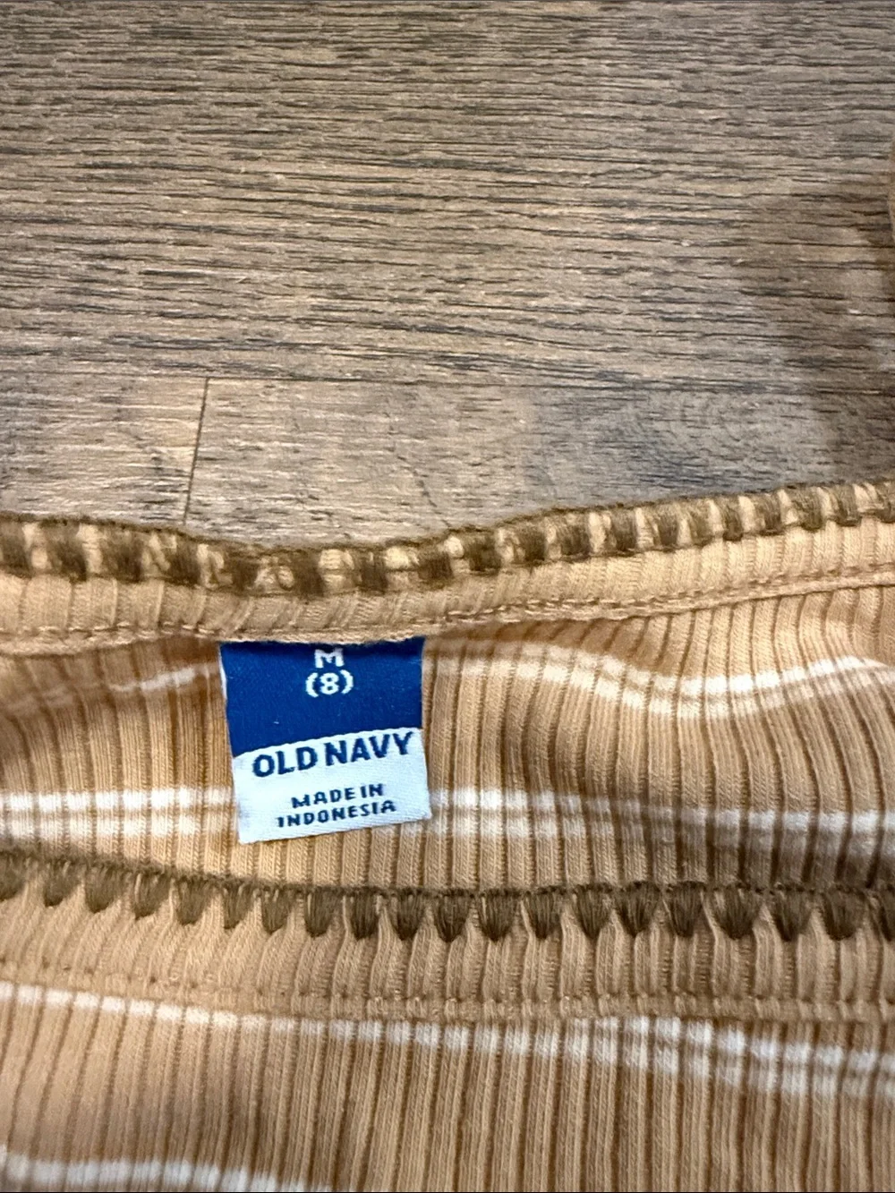 Old Navy girls Striped Ribbed Tank Top - Camel/White - size M